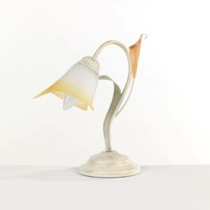 Lucrezia bordlampe i elfenben med blomsterskærm