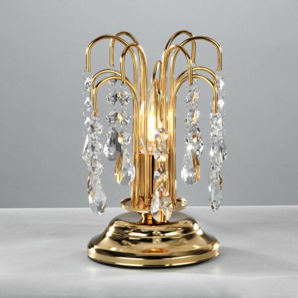 Pioggia bordlampe med krystalregn, 26 cm, guld