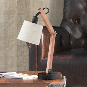 Smart bordlampe Janko af træ brun