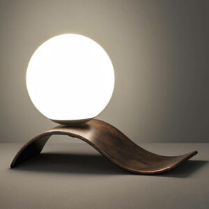 Lara bordlampe af glas, antik kobber