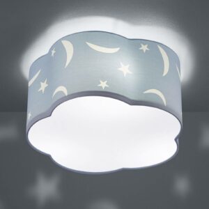 Loftlampe Moony til børneværelser pastelblå