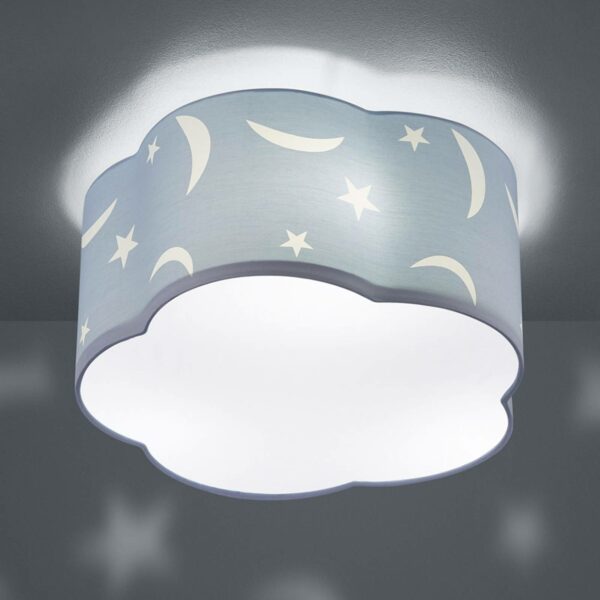 Loftlampe Moony til børneværelser pastelblå