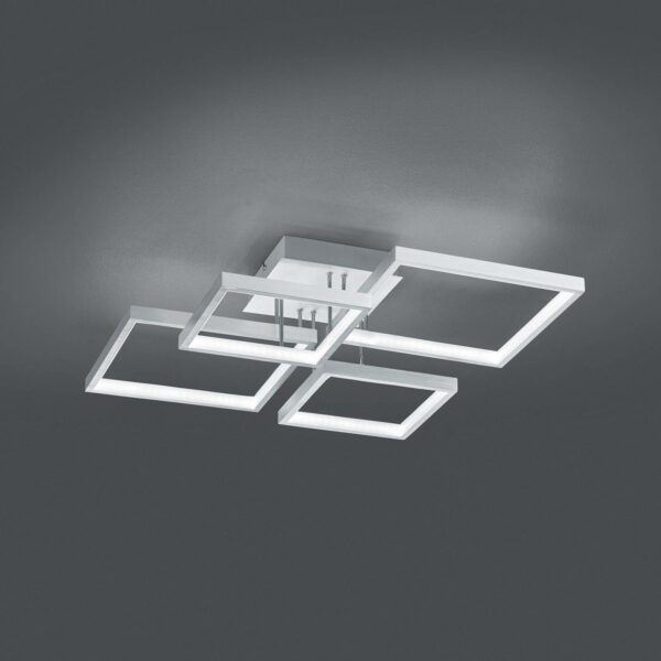 Sorrento LED-loftlampe, 52 x 52 cm, børstet alu