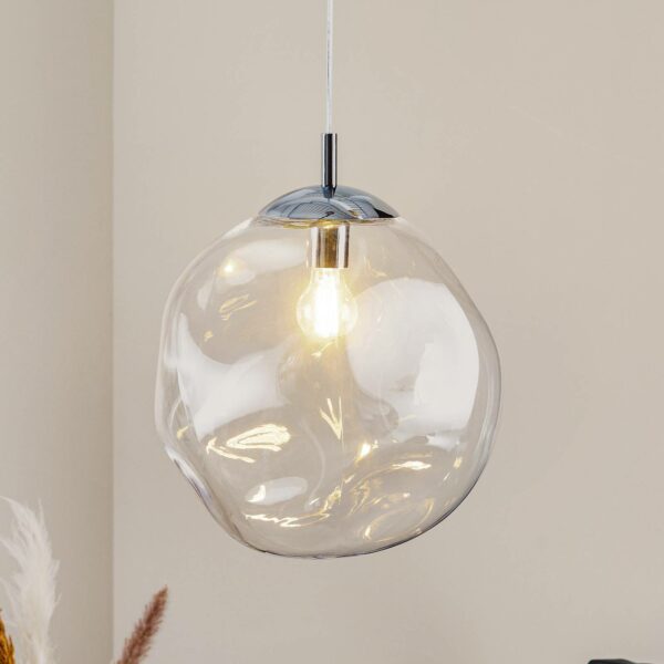 Sol glas-hængelampe, Ø 35 cm, krom/transparent