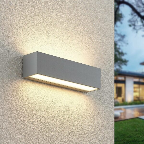 Lucande Lengo LED-væglampe, 25 cm sølv 2 lyskilder