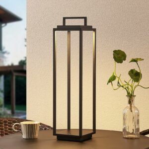 Lucande Elaja udendørs LED-lygte, USB, sort
