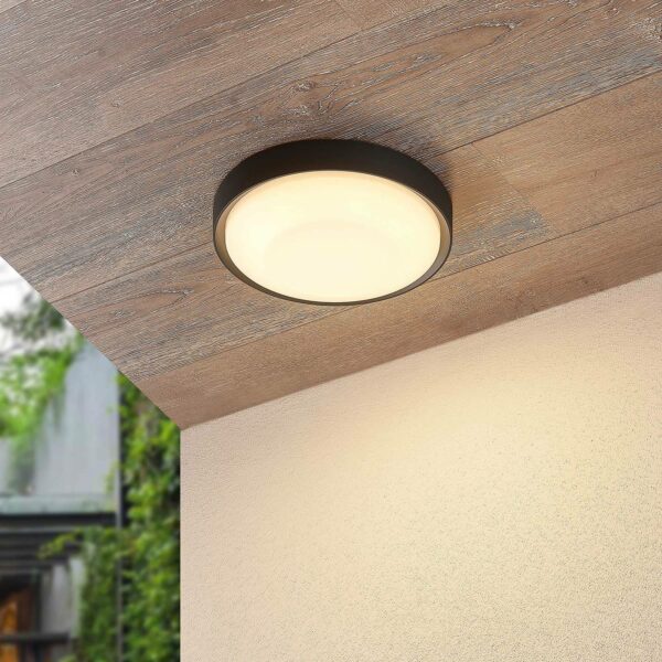 Lucande Lare udendørs loftlampe med LED, Ø 25 cm