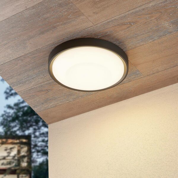 Lucande Lare udendørs loftlampe med LED, Ø 32 cm