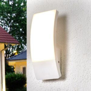 Hvid LED-udendørsvæglampe Siara i kurvet form