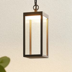 Udendørs LED-pendellampe Cube med glasskærm, 26 cm
