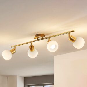 Elaine-LED-loftslampe med fire lyskilder i messing