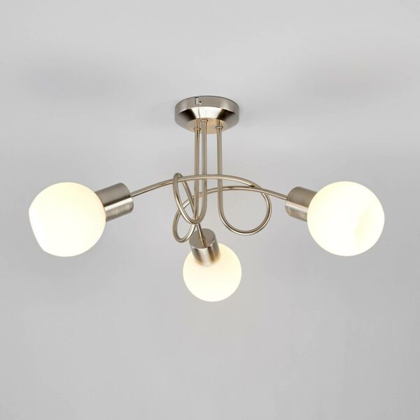 Elaine-LED-loftslampe med tre lyskilder,nikkel mat