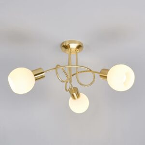 Elaine - messingfarvet LED-loftslampe, 3 lyskilder