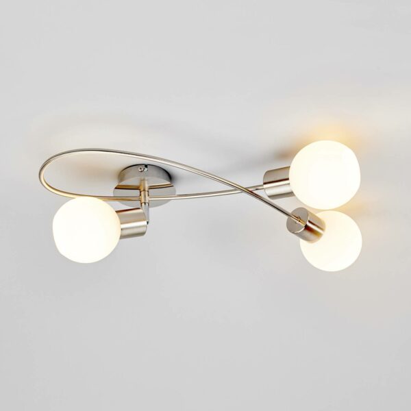 Elaine-elegant LED-loftslampe,3 lyskil.,nikkel mat