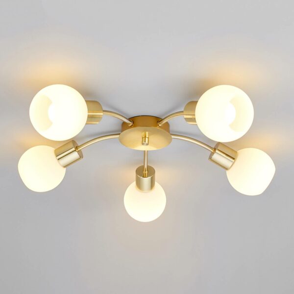 Elaine - LED-loftslampe i messing, 5 lyskilder