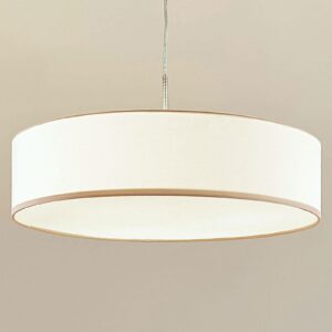 Cremefarvet LED-pendellampe Sebatin af stof