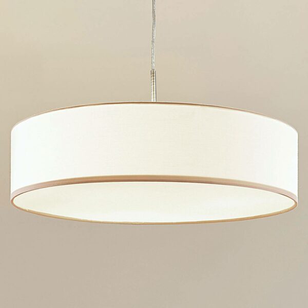 Cremefarvet LED-pendellampe Sebatin af stof