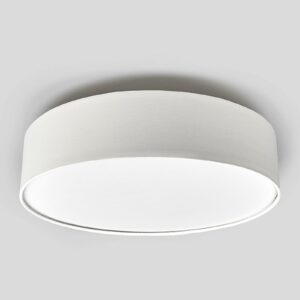 Cremefarvet LED-loftslampe Sebatin af stof