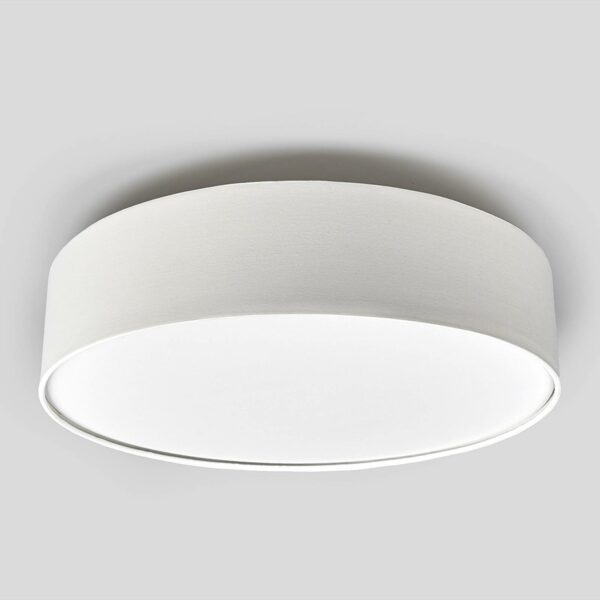 Cremefarvet LED-loftslampe Sebatin af stof