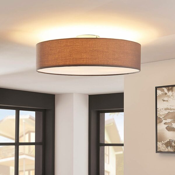 Grå LED-loftslampe Sebatin af stof