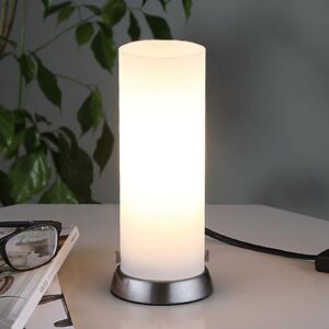 Cylinderformet LED-bordlampe Andrew af glas