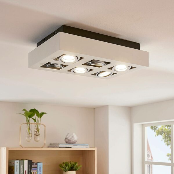 LED-loftslampen Vince i hvid, 6 lyskilder