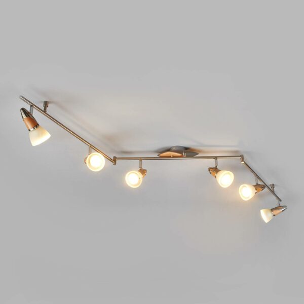 LED-træ-loftslampen Marena, 6 lyskilder