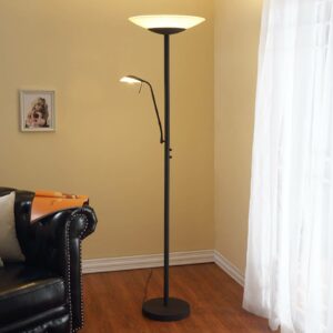 Ragna LED-uplight lampe med læselampe, antik sort