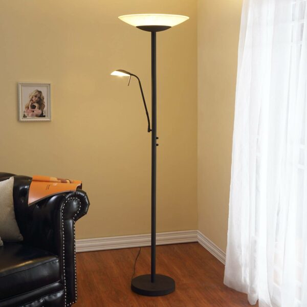 Ragna LED-uplight lampe med læselampe, antik sort