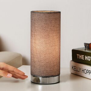 Ronja grå bordlampe med kromfod