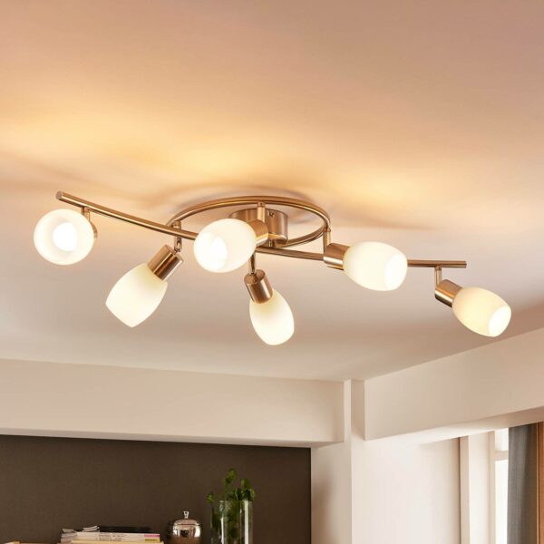 Lindby Arda LED-spot, glas, 6 lyskilder, 75 cm