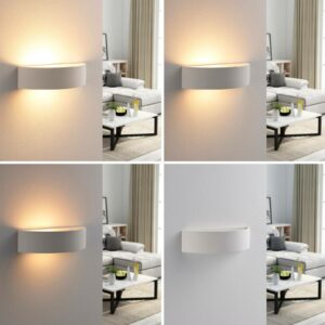 Lindby Aurel LED-uplight væglampe, hvid, halvrund