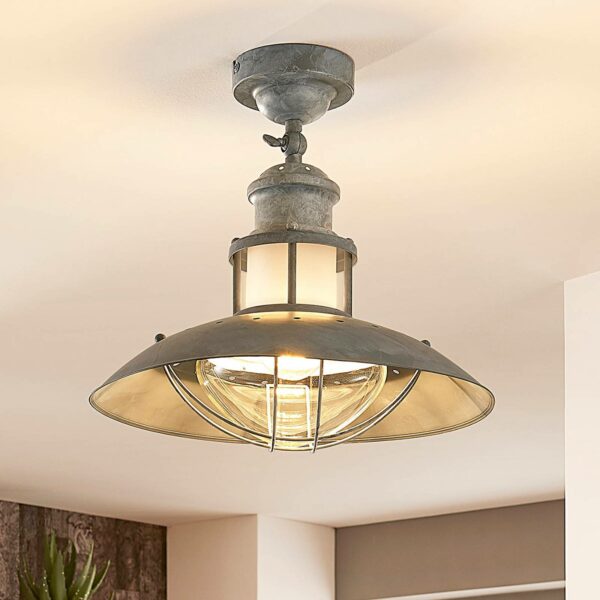 Betongrå loftlampe Louisanne, industristil