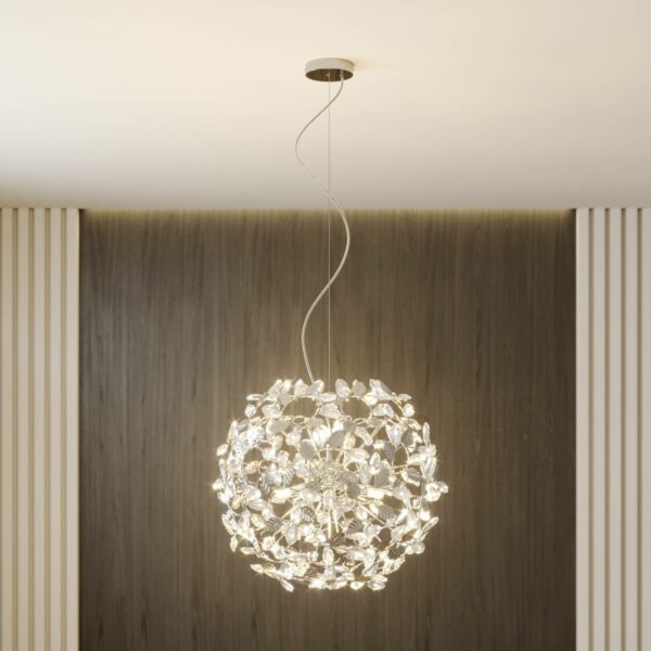 Romantisk designet pendellampe Bjarne, krom