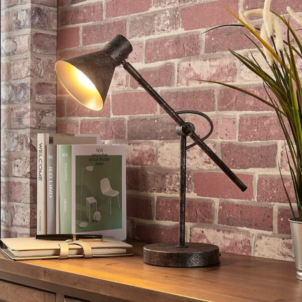 Rustfarvet LED bordlampe Zera, easydim