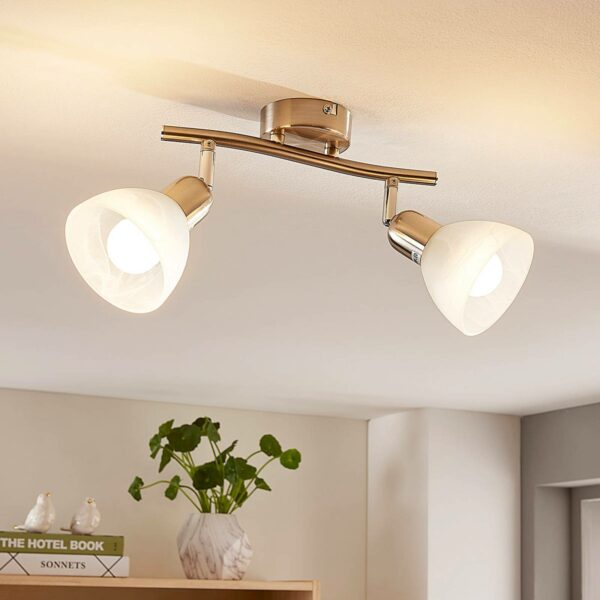 LED loftlampe Pauline, 2 lyskilder, nikkelfarvet
