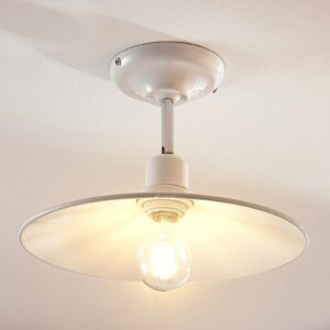 Hvid loftlampe Phinea i metal, vintagelook