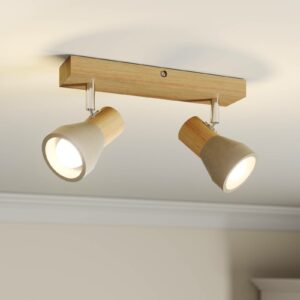 Beton-træ loftlampe Filiz med LED-pærer