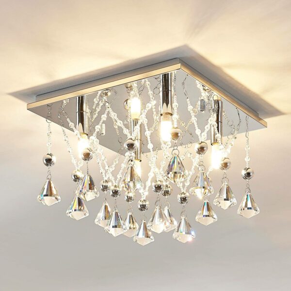 Funklende krystal LED-loftlampe Saori