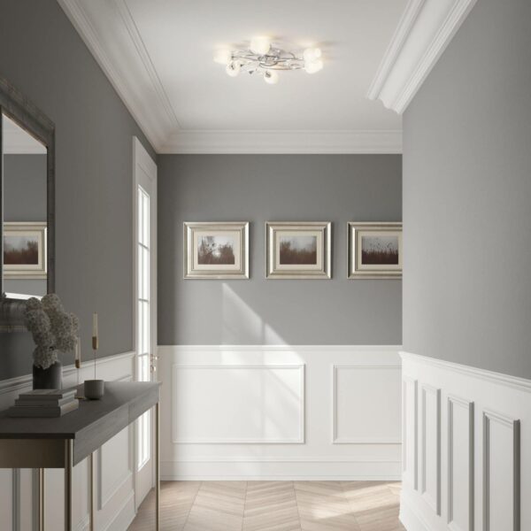 Freda - smuk dekoreret loftlampe, krom