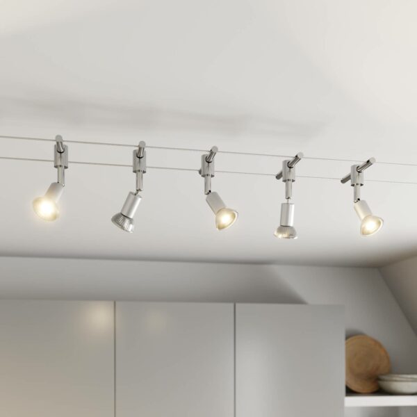 Wiresystem Rope med fem lyskilder og LED-spots