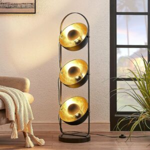 Gulvlampe Muriel med 3 lyskilder, sort/guld