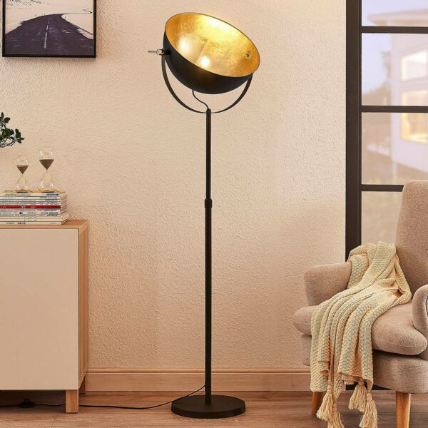 Gulvlampe Muriel med 1 lyskilde, sort/guld