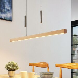 Pia LED-pendellampe i bjælkeform, bøgetræ