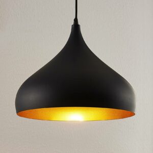 Pendellampe Ritana i aluminium, sort-guld