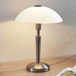 Bordlampe Tibby med glasskærm i nikkel