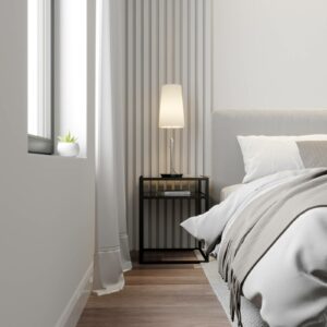 Lucande Pordis bordlampe, krom-hvid