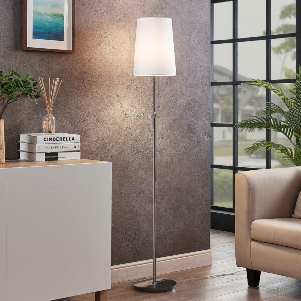 Lucande Pordis gulvlampe, 164 cm, krom-hvid