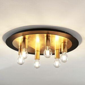 Loftlampe Justik af metal, 6 lyskilde, sort
