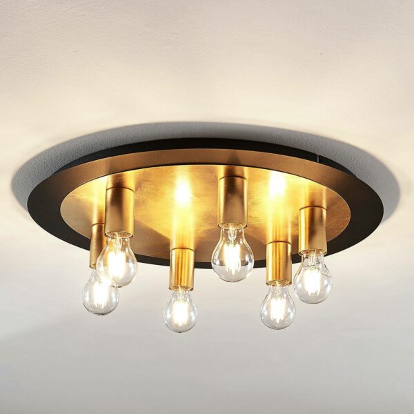 Loftlampe Justik af metal, 6 lyskilde, sort